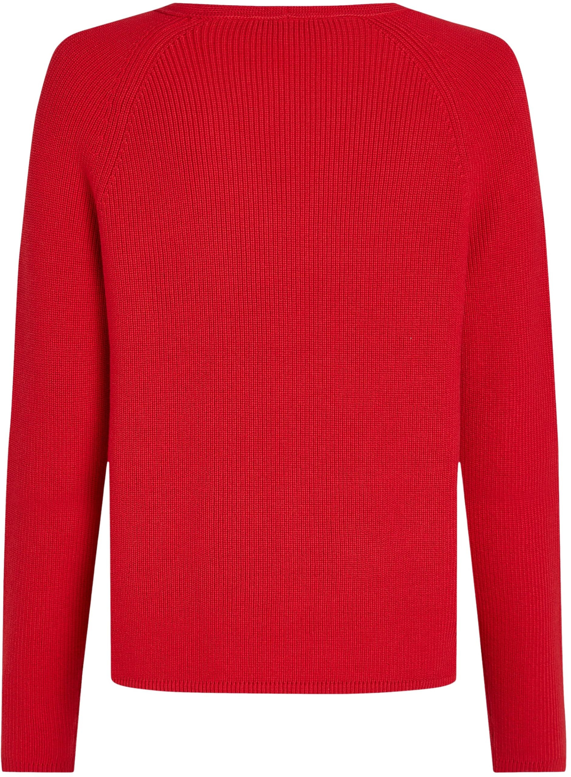 Tommy Hilfiger Jersey Mujer Cardi Fine Cuello de Pico, Rojo (Primary Red), S