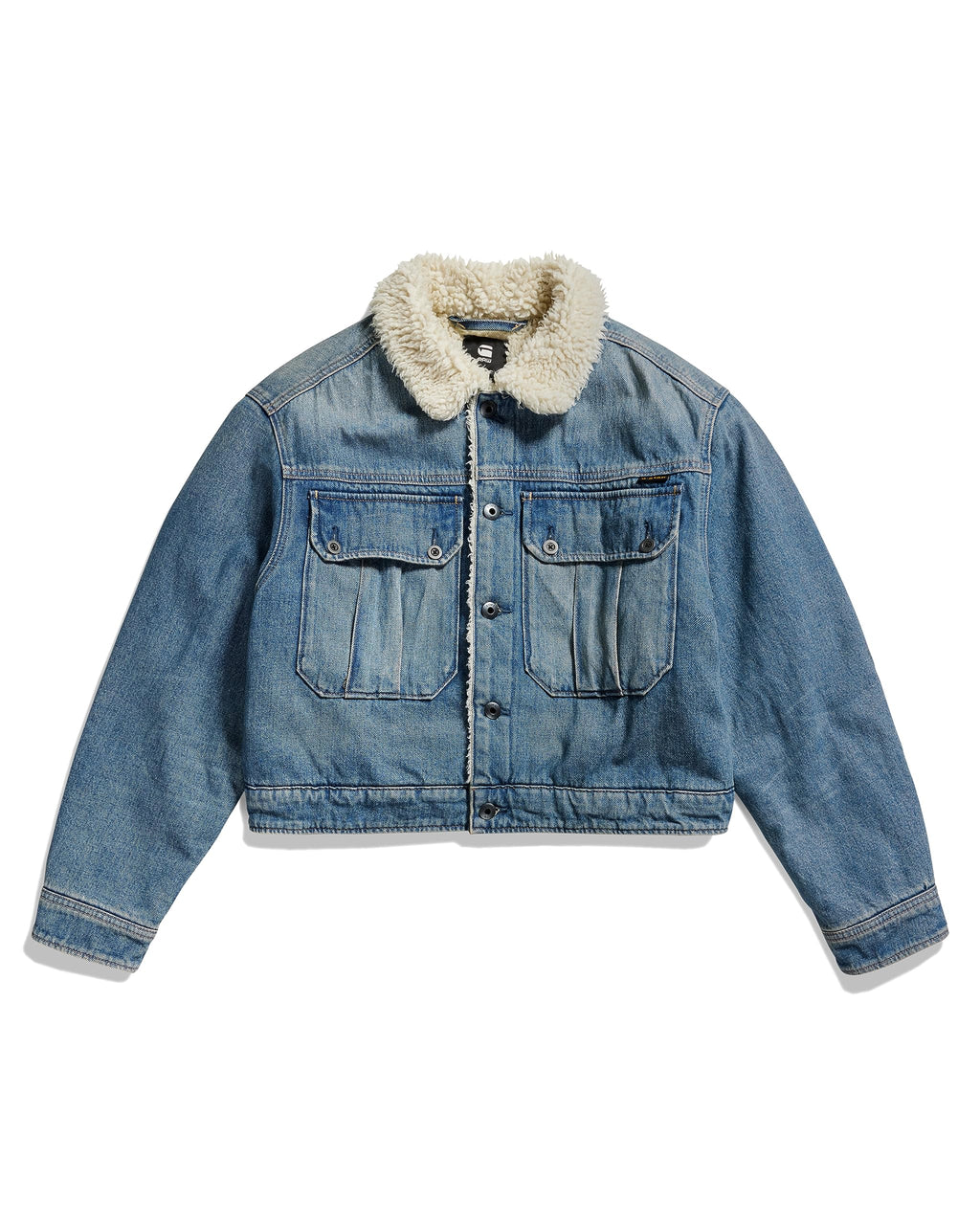 G-Star Para Mujer Short Sherpa Denim jacket Wmn, Azul (antique faded blue agave D23686-D436-G129), XL