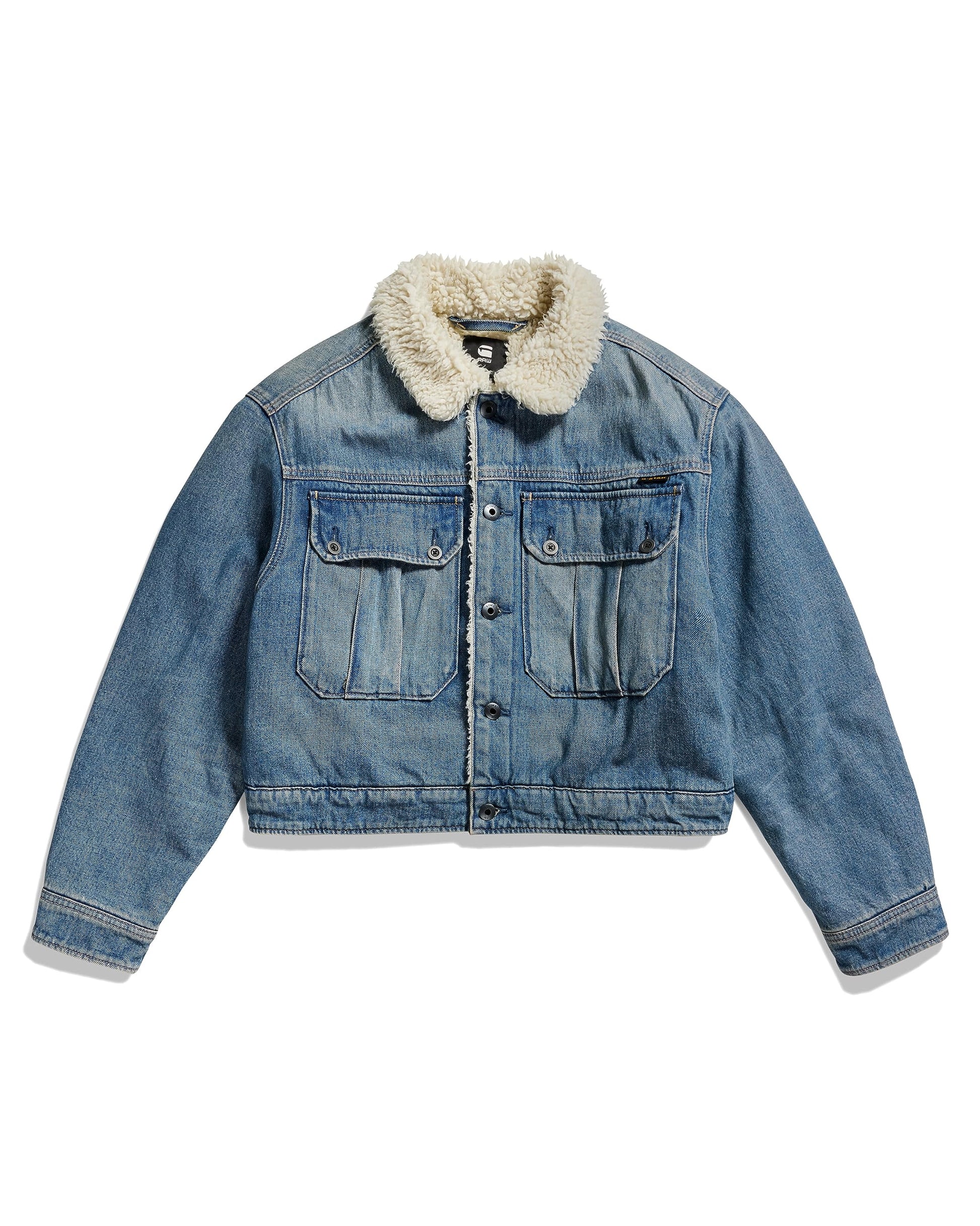 G-Star Para Mujer Short Sherpa Denim jacket Wmn, Azul (antique faded blue agave D23686-D436-G129), XL