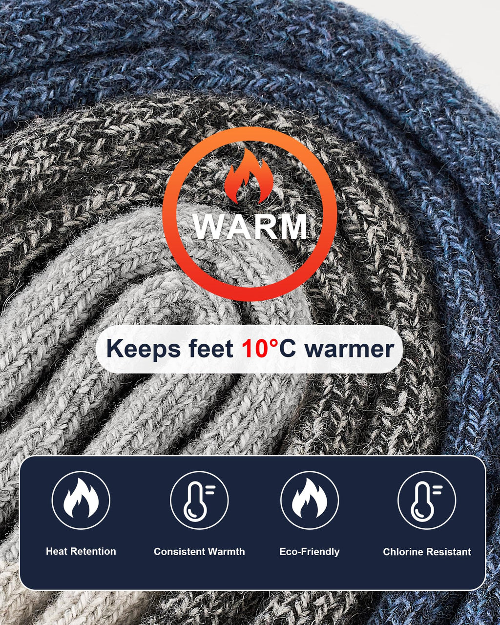 Niorasen Wool Socks for Men, Thick Warm Thermal Socks, Full Terry, 3 pairs