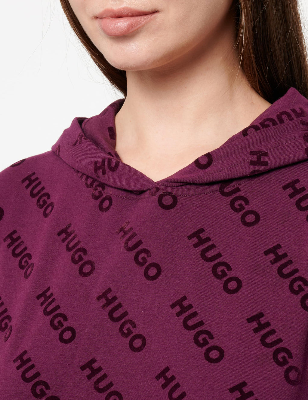 HUGO VLOCKY_Hoodie Loungew_Sudadera, Medium Purple510, L para Mujer