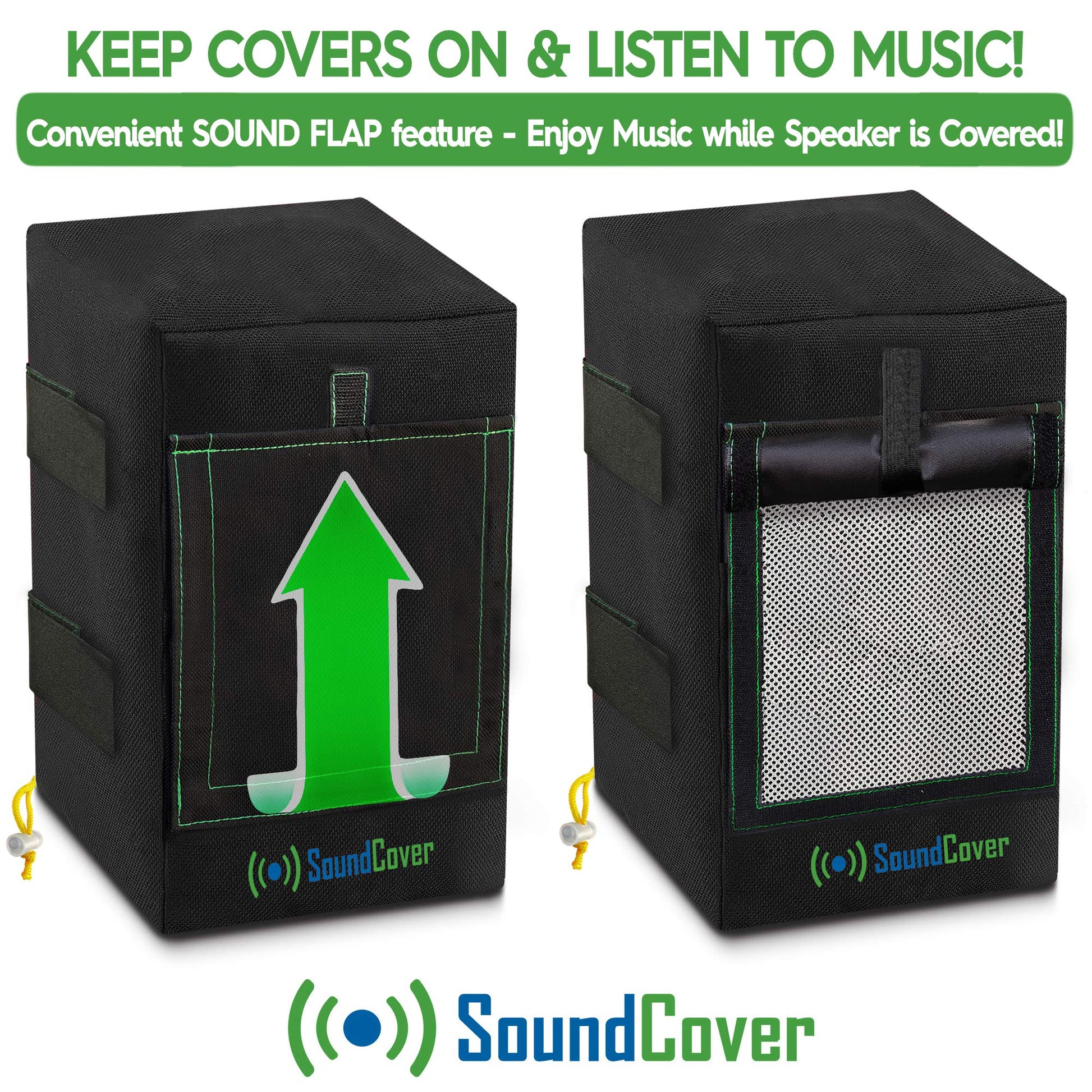 Two Black Waterproof 600D Outdoor Speaker Covers for C-Bracket Mounted Speakers – Fits Klipsch AW-650, Polk Atrium 8 SDI, Definitive Technology AW 6500 (Max Dimensions: H 15" x W 9.45" x D 11")