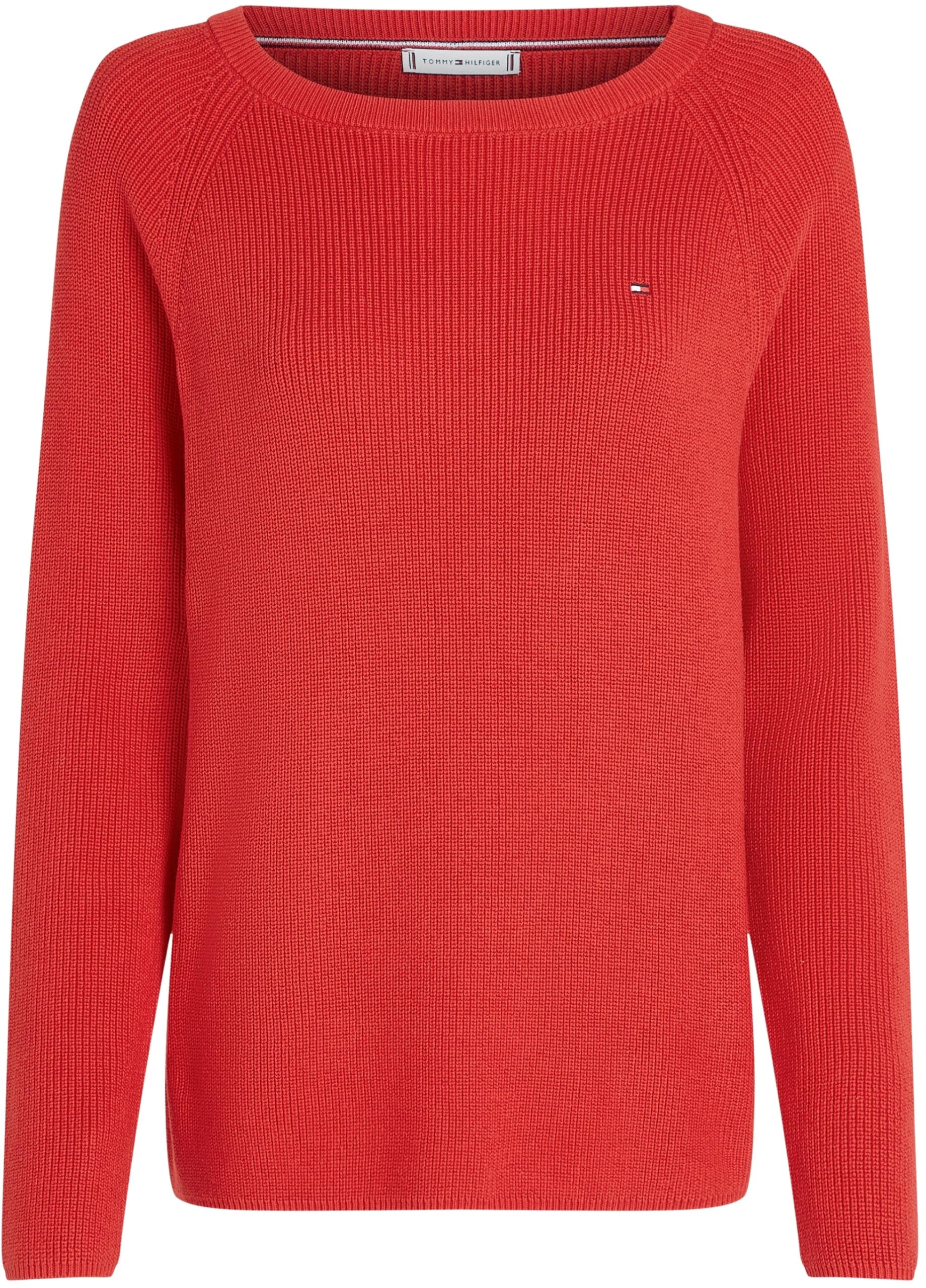Tommy Hilfiger Jersey Mujer Cardi Fine con Cuello Barco, Rojo (Primary Red), M