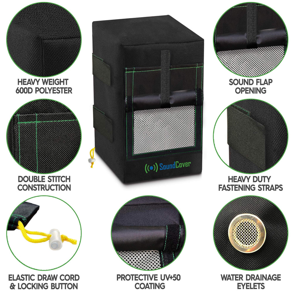 Two Black Waterproof 600D Outdoor Speaker Covers for C-Bracket Mounted Speakers – Fits Klipsch AW-650, Polk Atrium 8 SDI, Definitive Technology AW 6500 (Max Dimensions: H 15" x W 9.45" x D 11")