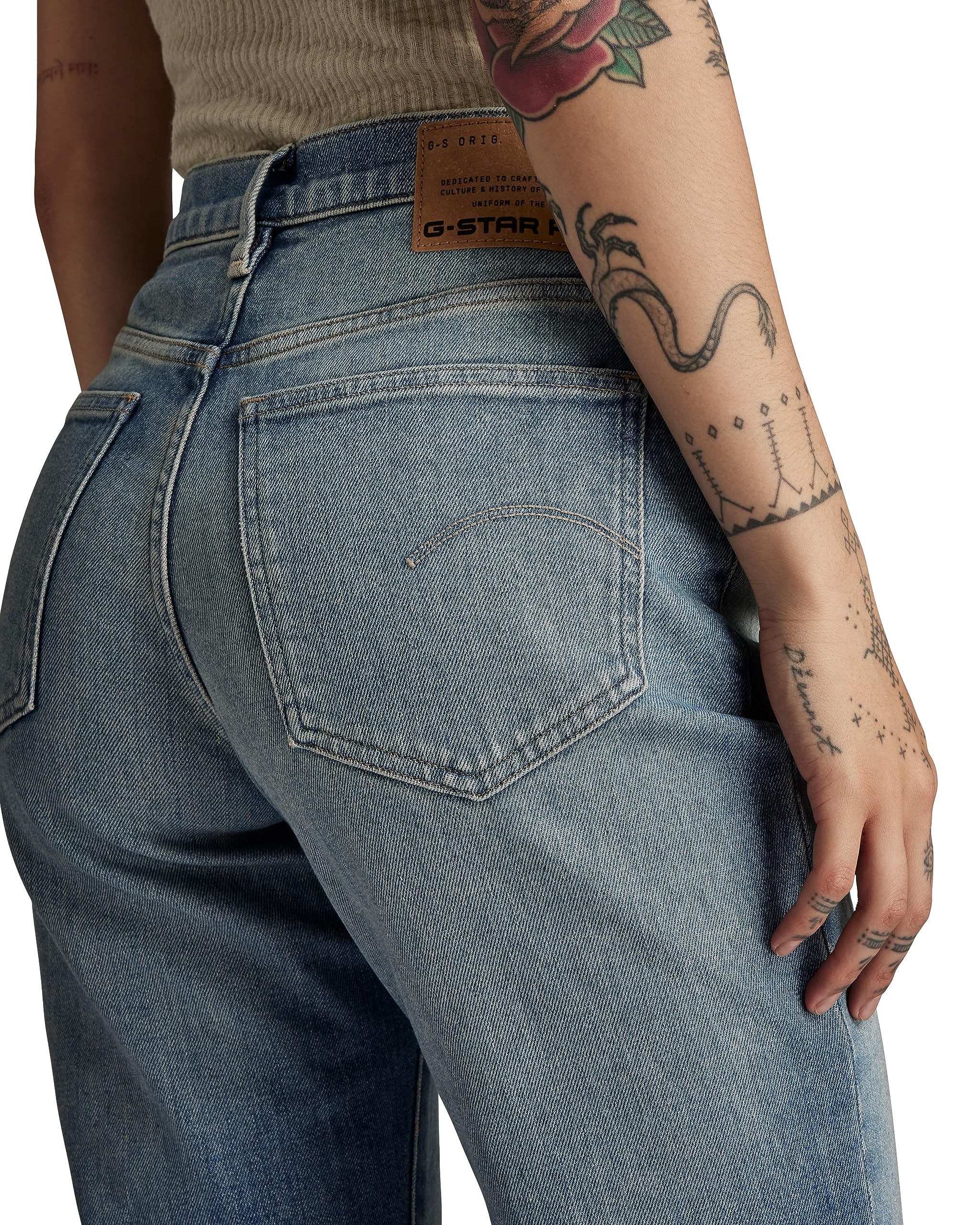 G-STAR Viktoria High Straight Jeans, Azul (Antique Faded Blue Agave Ripped D23959-d503-g130), 25W / 30L Mujer