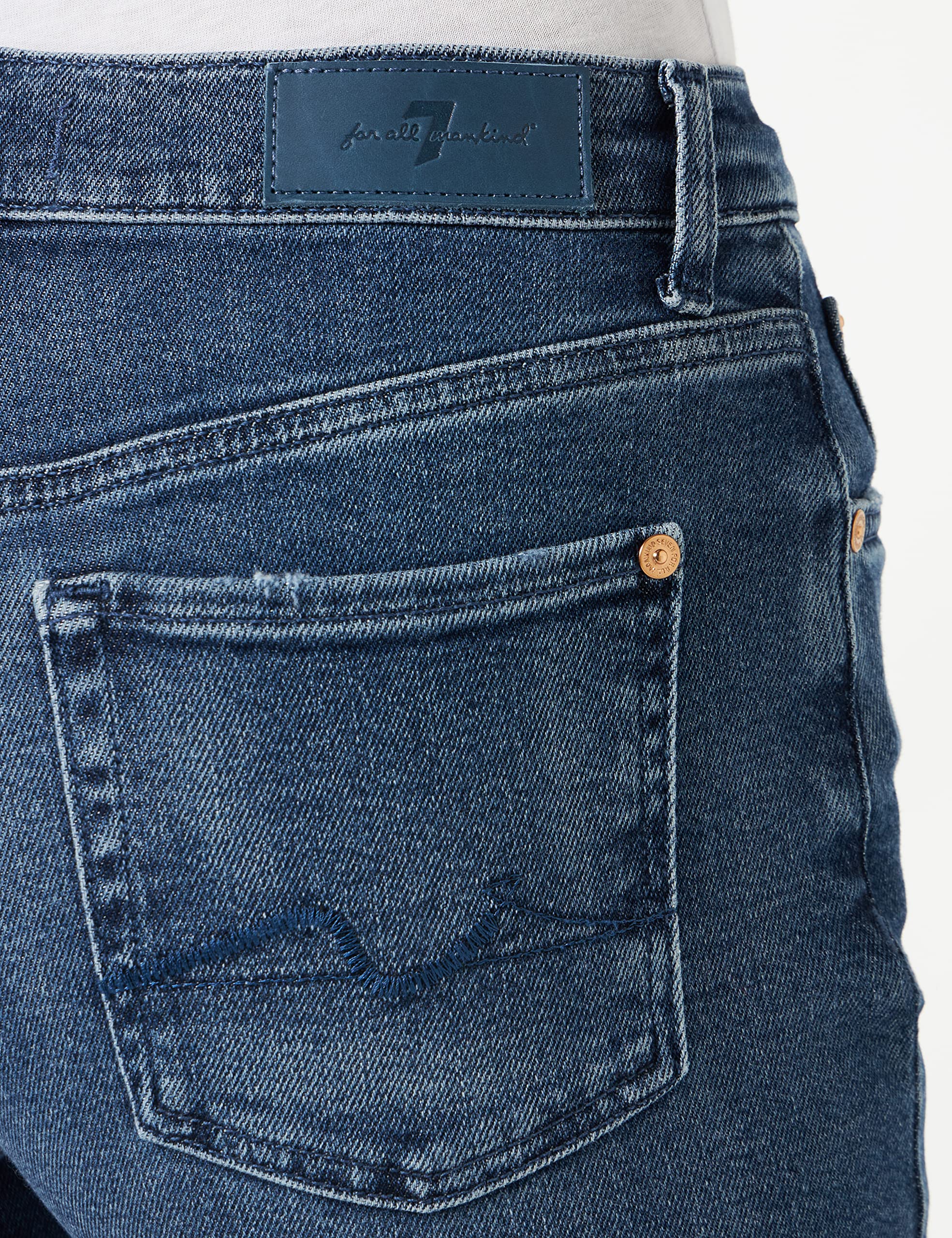 7 For All Mankind Ellie Straight Luxe Vintage Jeans, Dark Blue, Regular De Las Mujeres