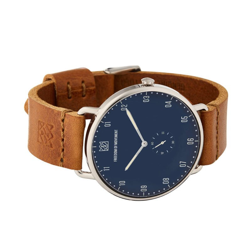 Maverick Deep Blue/ Silver- Cognac Leather - Freedom of Movement