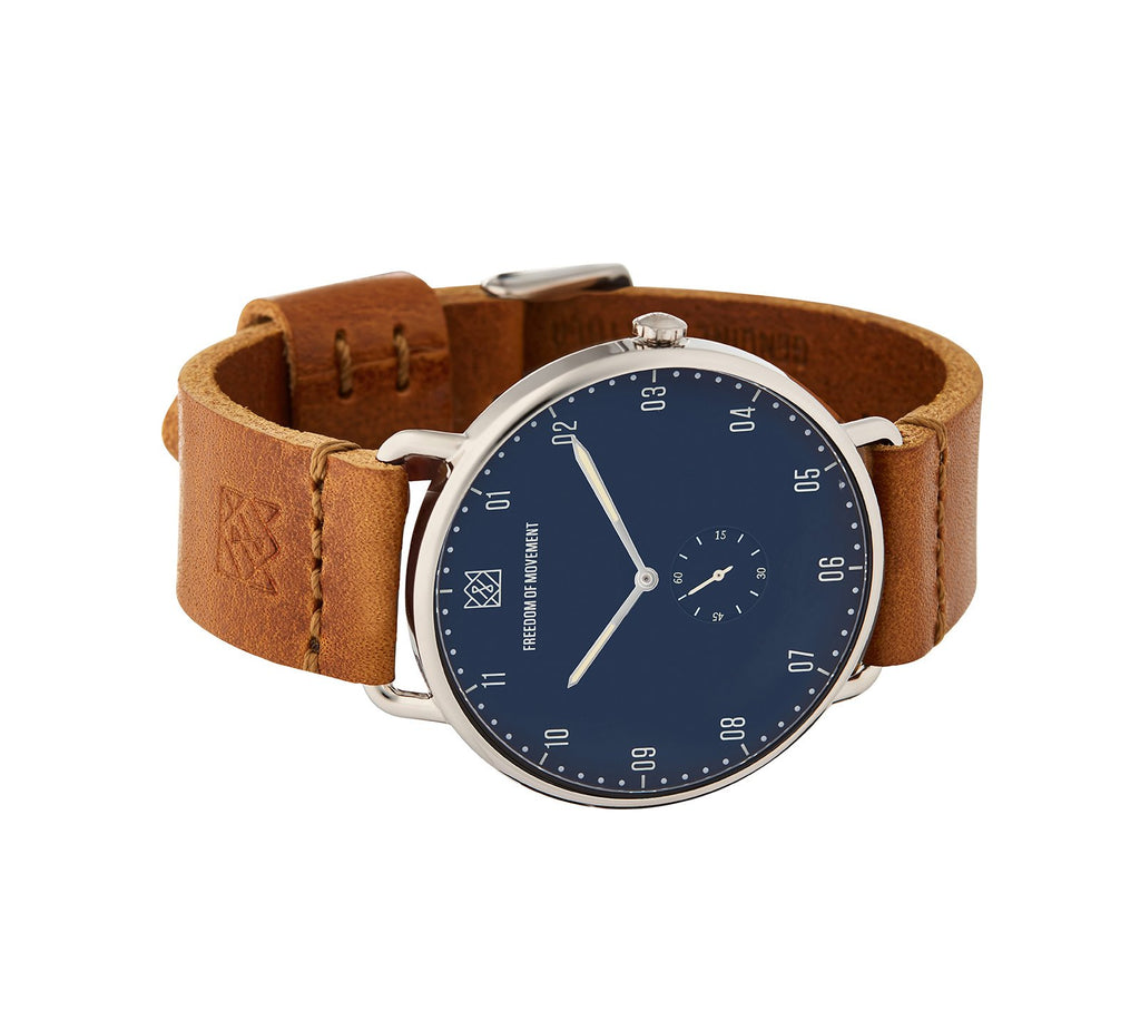Maverick Deep Blue/ Silver- Cognac Leather - Freedom of Movement