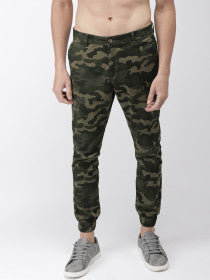 Roadster Men Olive Green Slim Fit Printed Joggers