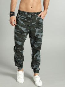 Roadster Men Olive Green Slim Fit Printed Joggers