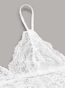 Contrast Lace Satin Lingerie Set