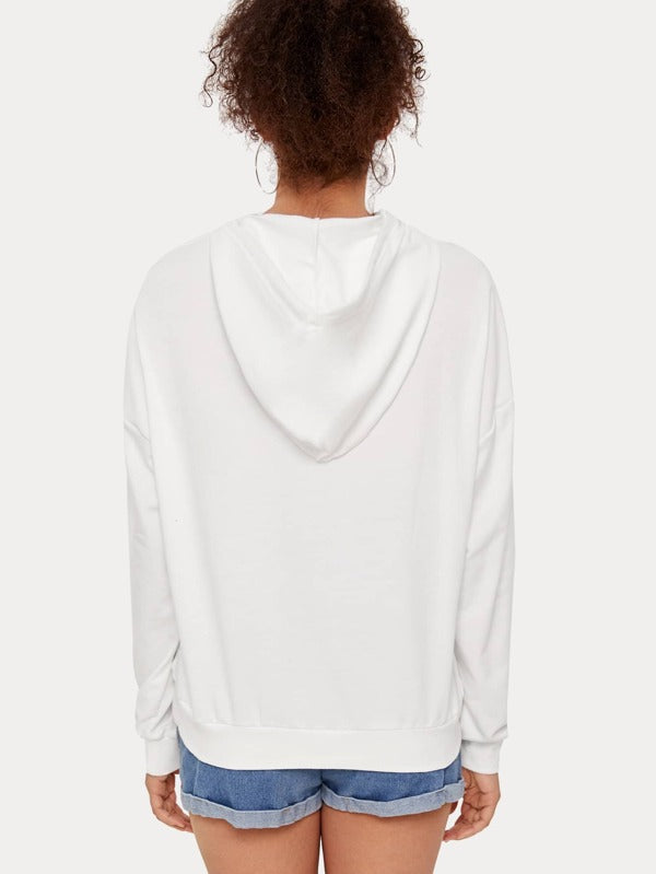 Drawstring Detail Figure Graphic Hoodie