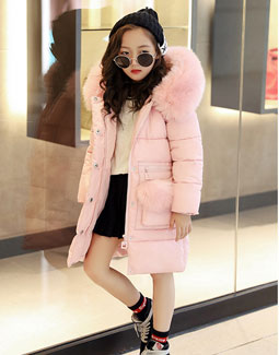 2019 New Fashion Winter Jacket Winter Children Girl Thick Warm Kids Hooded Fur Collar Hooded Long Down Teenage Jackets 4Y-14Y
