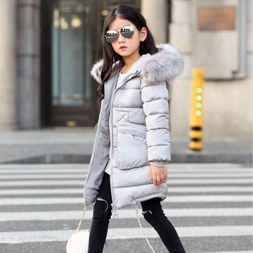 2019 New Fashion Winter Jacket Winter Children Girl Thick Warm Kids Hooded Fur Collar Hooded Long Down Teenage Jackets 4Y-14Y