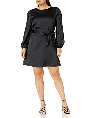 The Drop Women's @shopdandy Belted Silky Stretch Dress, Classic Blue, 5X, Plus Size