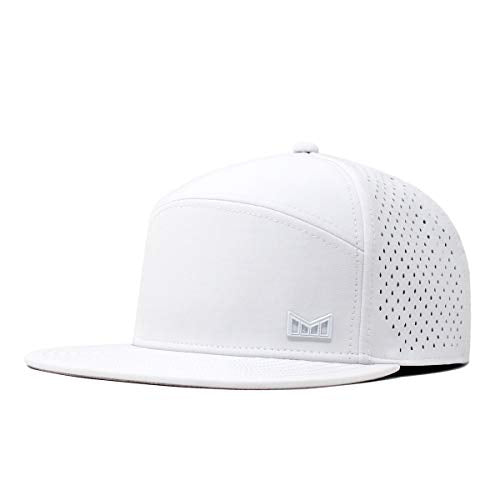 melin Trenches Icon Hydro, Performance Snapback Hat, Water-Resistant Baseball Cap for Men & Women, White