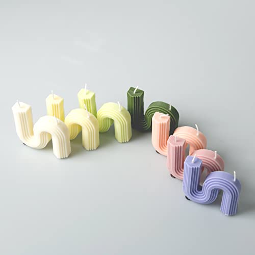 S Form Designer Kerze Gelb Yellow Vegan Trend Handgefertigt Sojawachs Baumwolldocht Deko Candle
