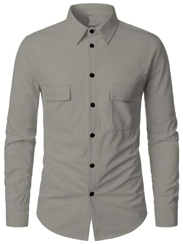 Casual Shirt for Men|| Shirt for Men|| Men Stylish Shirt (Rib-Shirt) (L, Grey)