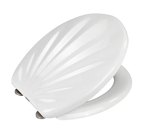 WENKO 18442100 Muschel Thermoset Plastic Premium Toilet Seat, White