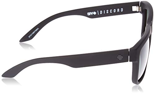 Spy Optic Discord Square Sunglasses, Soft Matte Black/Happy Gray Green Polarized, 57 mm