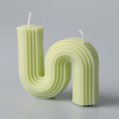 S Form Designer Kerze Lime / Gelb Vegan Trend Handgefertigt Sojawachs Baumwolldocht Deko Candle