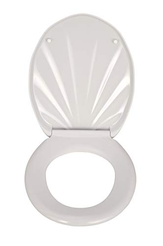 WENKO 18442100 Muschel Thermoset Plastic Premium Toilet Seat, White