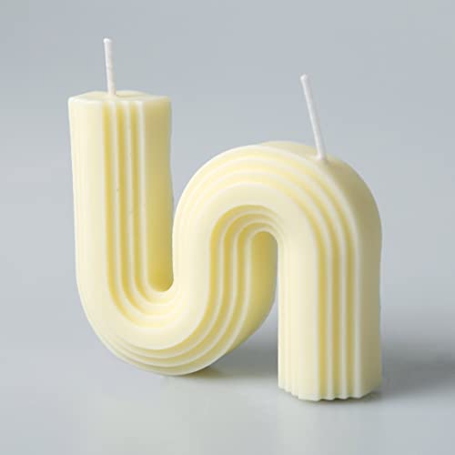 S Form Designer Kerze Gelb Yellow Vegan Trend Handgefertigt Sojawachs Baumwolldocht Deko Candle
