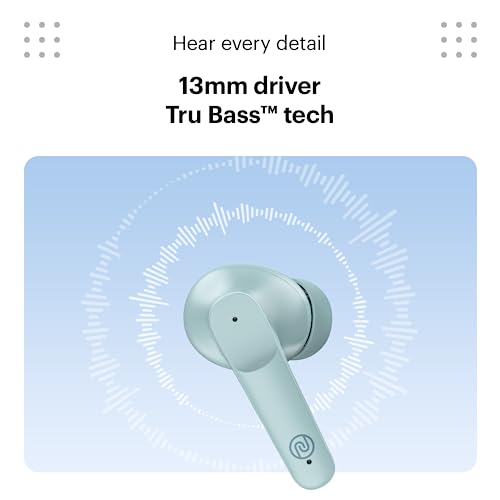 Noise Buds VS104 Truly Wireless Earbuds with 45H of Playtime, Quad Mic with ENC, Instacharge(10 min=200 min), 13mm Driver,Low Latency, BT v5.2 (Mint Green)
