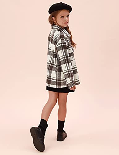 Girls' Lapel Plaid jacket Coat Outerwear Little Plaid Overcoat Size 8-10