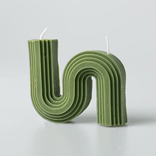 S Form Designer Kerze Grün Vegan Trend Handgefertigt Sojawachs Baumwolldocht Deko Candle