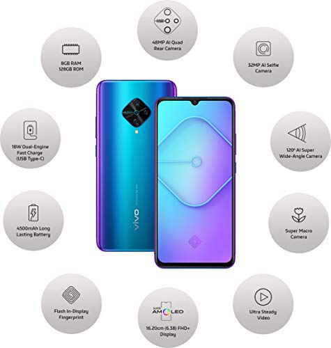 Vivo S1 Pro (Jazzy Blue, 8GB RAM, 128GB Storage) with No Cost EMI/Additional Exchange Offers