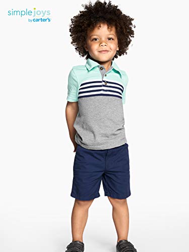 Simple Joys by Carter's Boys' Flat Front Shorts, Pack of 2, Light Khaki Brown/Navy, 3 Years