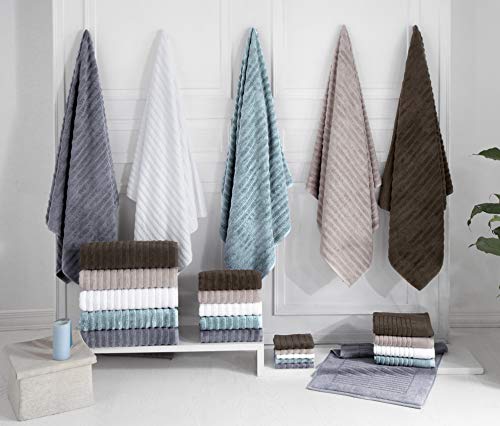 Classic Turkish Towels 3 Piece Luxury Bath Sheet Set - 40 x 65 Inch Soft and Thick Oversized Bathroom Towels Made with 100% Turkish Cotton (Seafoam)