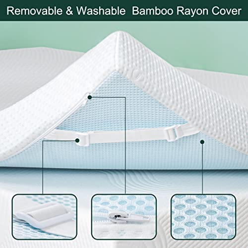 CHUN YI 3 inch Thick Super King Memory Foam Mattress Topper With Anti-Slip Ventilated Hypoallergic Bamboo Cover, Soft Flexible Memory Foam Design For Pressure Relieving(7.5cm,180x200cm)