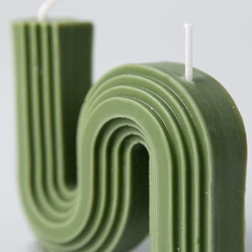 S Form Designer Kerze Grün Vegan Trend Handgefertigt Sojawachs Baumwolldocht Deko Candle