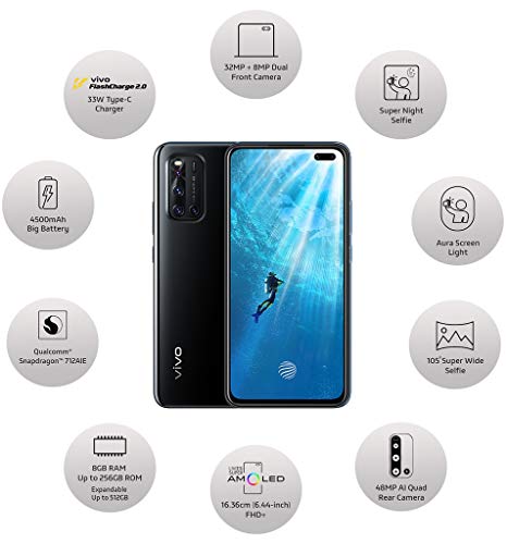 Vivo V19 (Piano Black, 8GB RAM, 128GB Storage) with No Cost EMI/Additional Exchange Offers