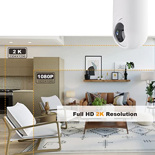 Konnek Stein Indoor Security Camera Wireless, 2K Smart Home IP Camera 2.4G/5G Dual-Band WiFi Connection, Two-Way Audio, AI Human Motion Detection, Night Vision, App Remote Control - White (QC21S)