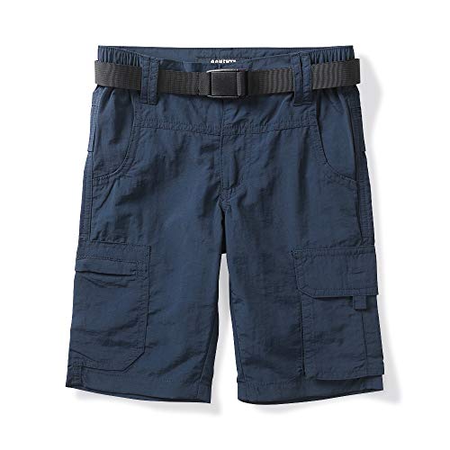 OCHENTA Kids Boy's Youth Quick Dry Elastic Waist Cargo Shorts, Outdoor Hiking Camping Fishing - Blue - 12-13 years