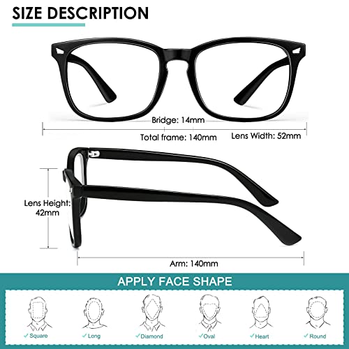 hunsquer Blue Light Blocking Glasses - Women/Men 3Pack Computer Reading Gaming Anti Eyestrain Blue Light Glasses Non Prescription (8068 3pack black+douhua+toumin)