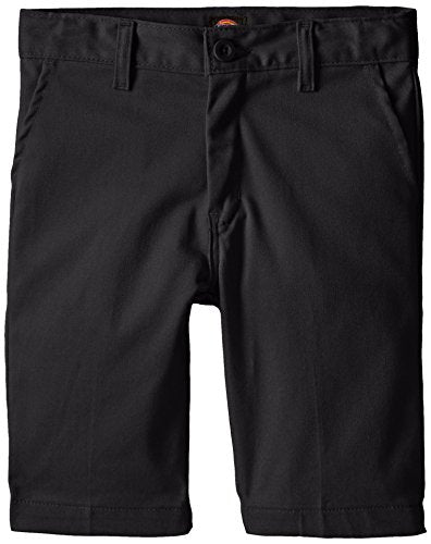 Dickies Khaki Boys' Slim Fit Stretch Flat Front Short - Black - 14
