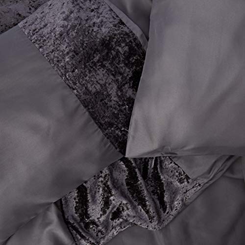 Sienna Band Duvet Set, 100% Polyester, Crushed Velvet, Natural Champagne, Double