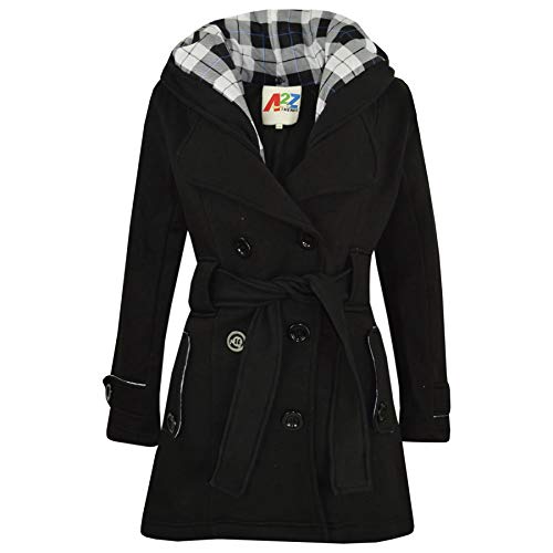 Kids Girls Overcoat Hooded Trench Coat Padded Oversized Lapels Long Parka Jacket