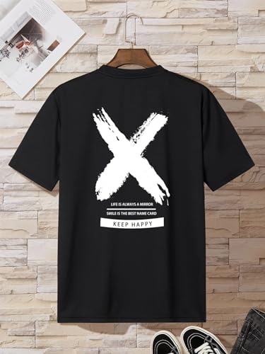 Lymio Men T-Shirt || T-Shirt for Men || Printed T Shirt || T-Shirt (X-Tshirt-6-10) (L, Black)