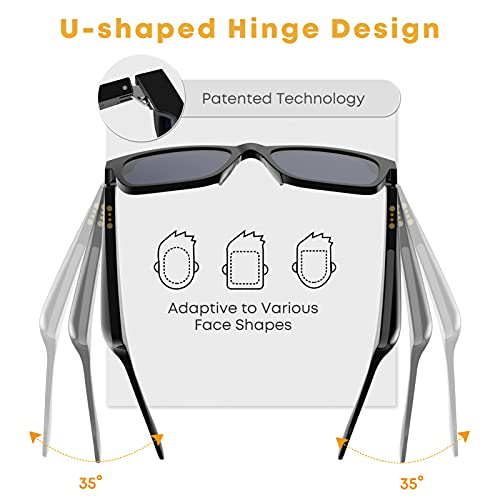 Bluetooth Glasses, StageSound Smart Audio Glasses with Swipe / Touch Control, Dual Microphone, Open ear Music, Hands-free Calling, Anti-UV Blue Ray, IPX4 Waterproof, Voice Assistant, 6 Hours Playtime