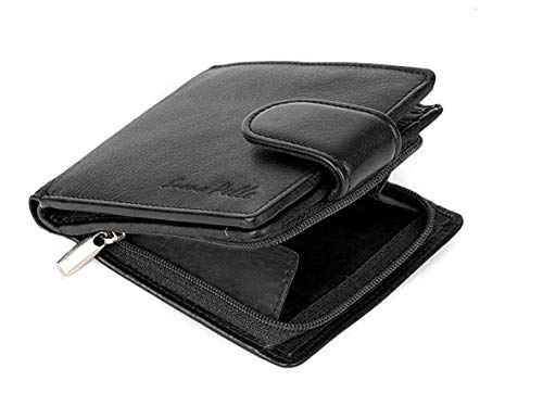 Wallets Mens Slim RFID Blocking Genuine Leather with Zip Coin Pocket, Banknote Compartments, Card Holders Pouch ID Window. Wallet for Men with Gift Box