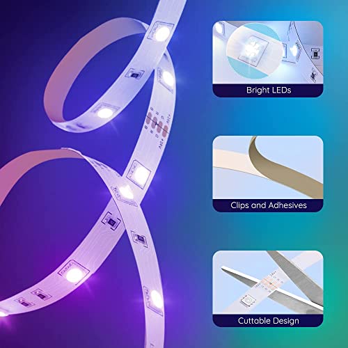 Govee Bluetooth LED Strip Lights, 65.6ft RGB LED Light Strip, App and Remote Control Color Changing Lights with 64 Scene Modes and Music Sync for Bedroom, Room, Kitchen, Party (2 Rolls of 32.8ft)