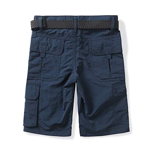 OCHENTA Kids Boy's Youth Quick Dry Elastic Waist Cargo Shorts, Outdoor Hiking Camping Fishing - Blue - 12-13 years