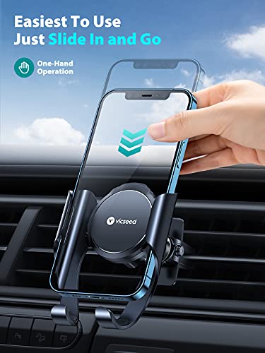 VICSEED Phone Holder for Car [SmartClamp & Easiest Ever] Hands-Free Car Phone Holder Mount [Strong Suction & Stable] Dashboard Windshield Air Vent Car Phone Mount Fit iPhone 12 13 Samsung & All Phones