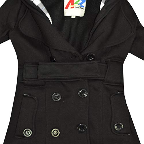 Kids Girls Overcoat Hooded Trench Coat Padded Oversized Lapels Long Parka Jacket