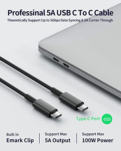100W USB C Charger for MacBook Pro 16, 15, 14, 13 inch 2021, 2020, 2019, 2018, New MacBook Air, iPad Pro, Type C Thunderbolt Laptops Foldable Power Adapter with 6ft USB C to USB C Charging Cable
